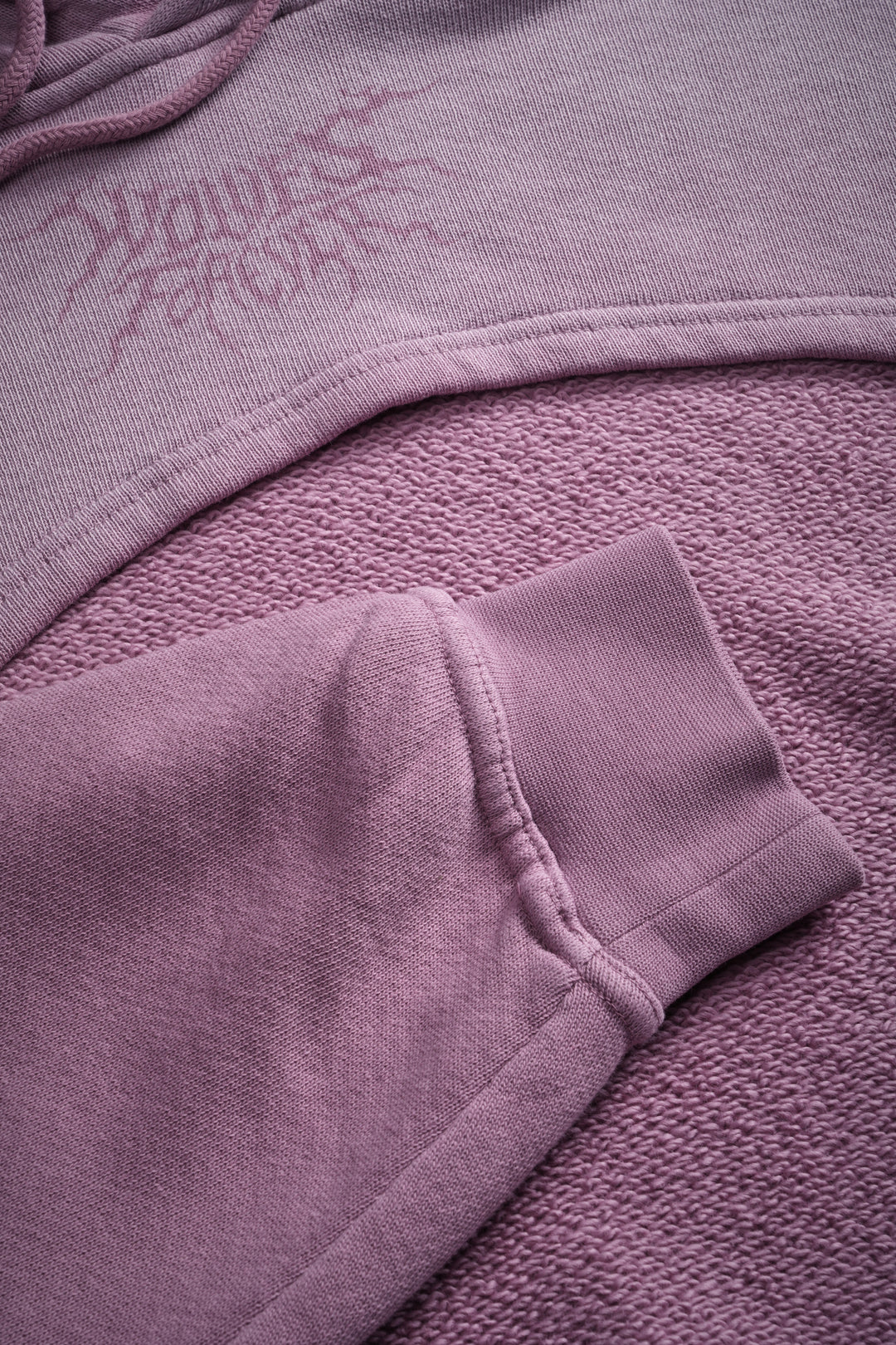 Forged From Iron "Willow" Cropped Hoodie in Pink Smoke Spine Sun Fade