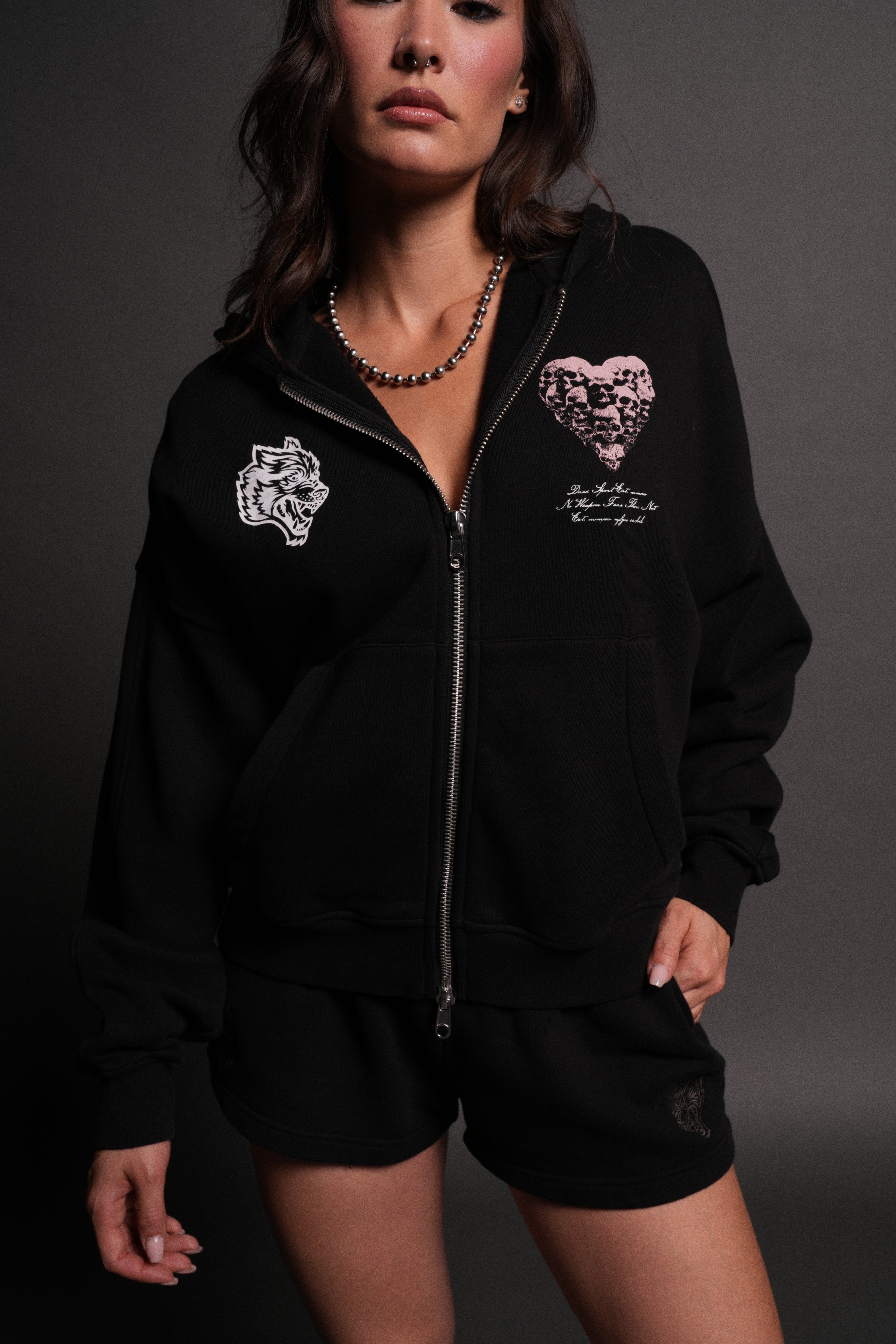 Memento Amore Darco Double Zip Hoodie in Black