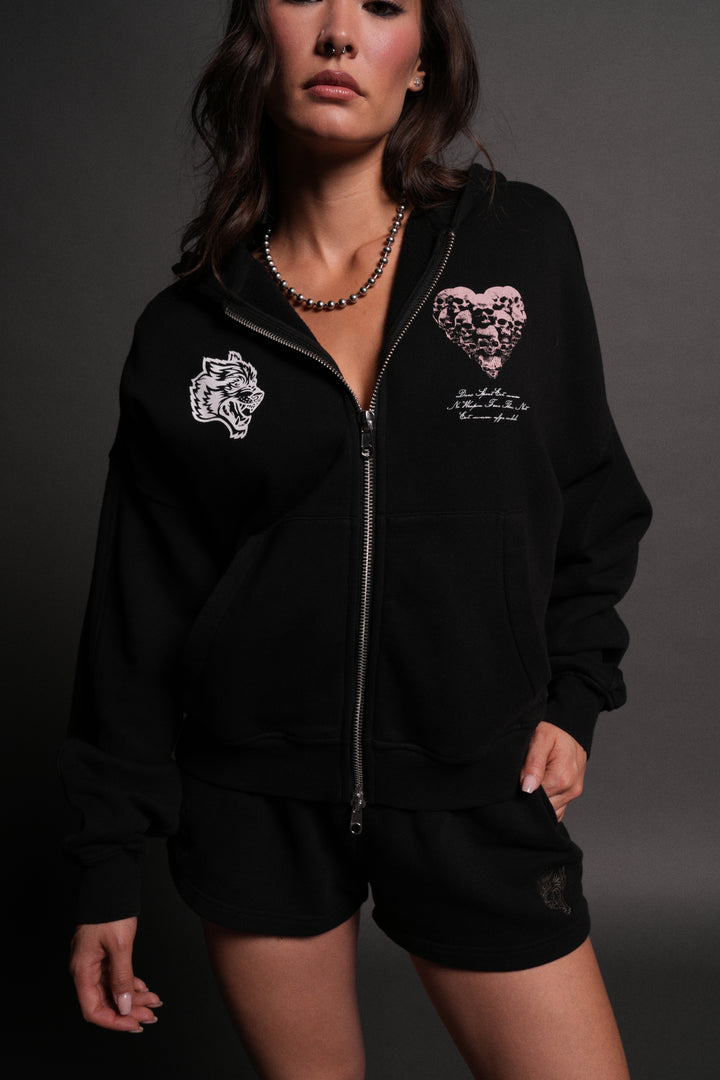 Memento Amore Darco Double Zip Hoodie in Black
