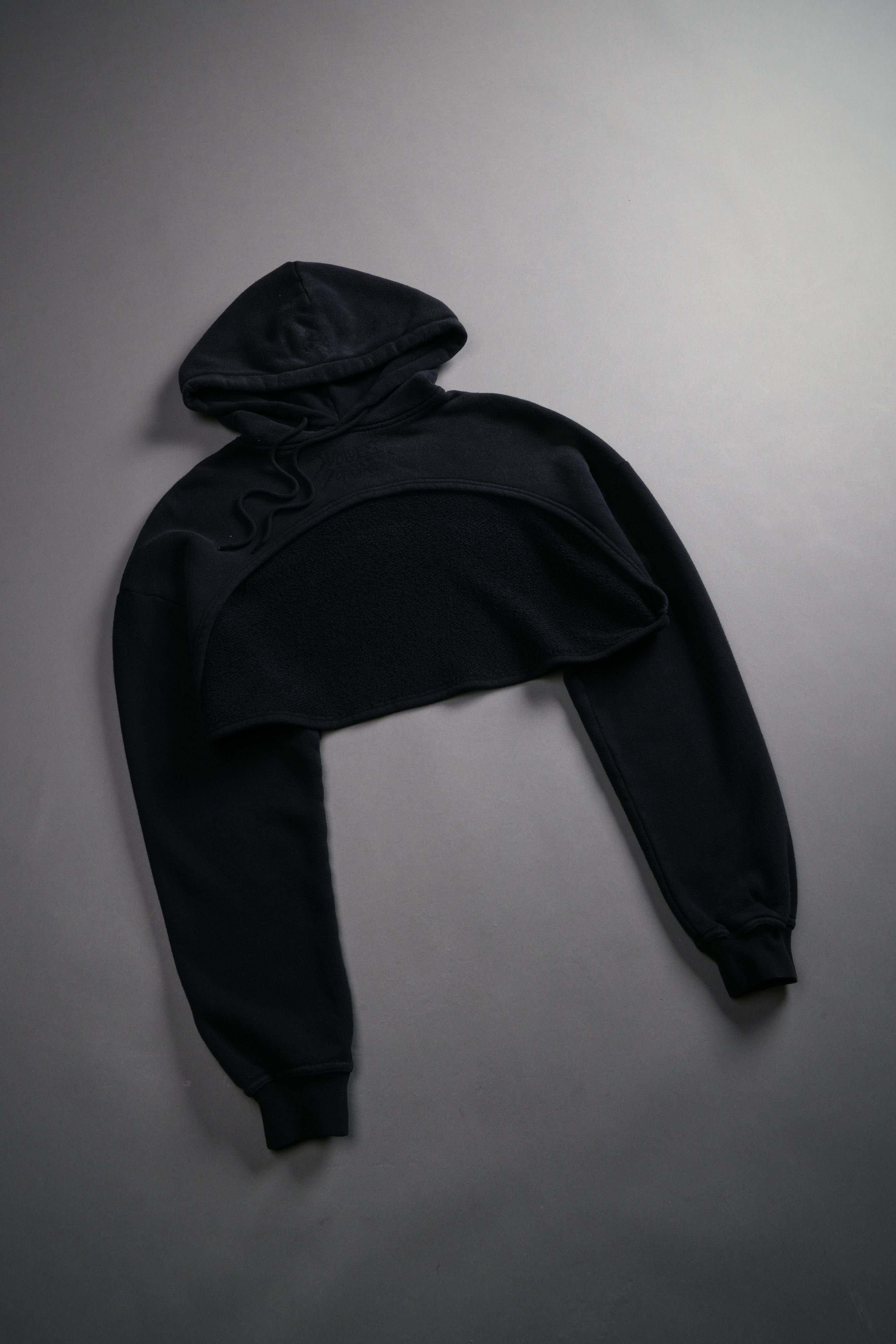 Forged From Iron "Willow" Cropped Hoodie in Black Spine Sun Fade