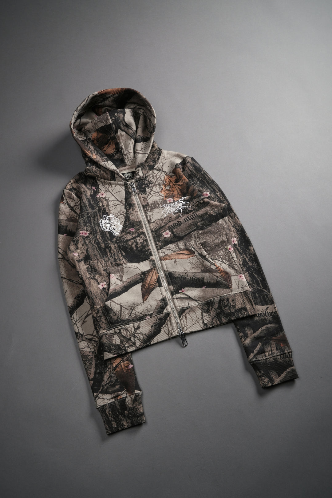 Moth Kanji "Iris" Zip Up Hoodie in Cherry Blossom Woodland Camo