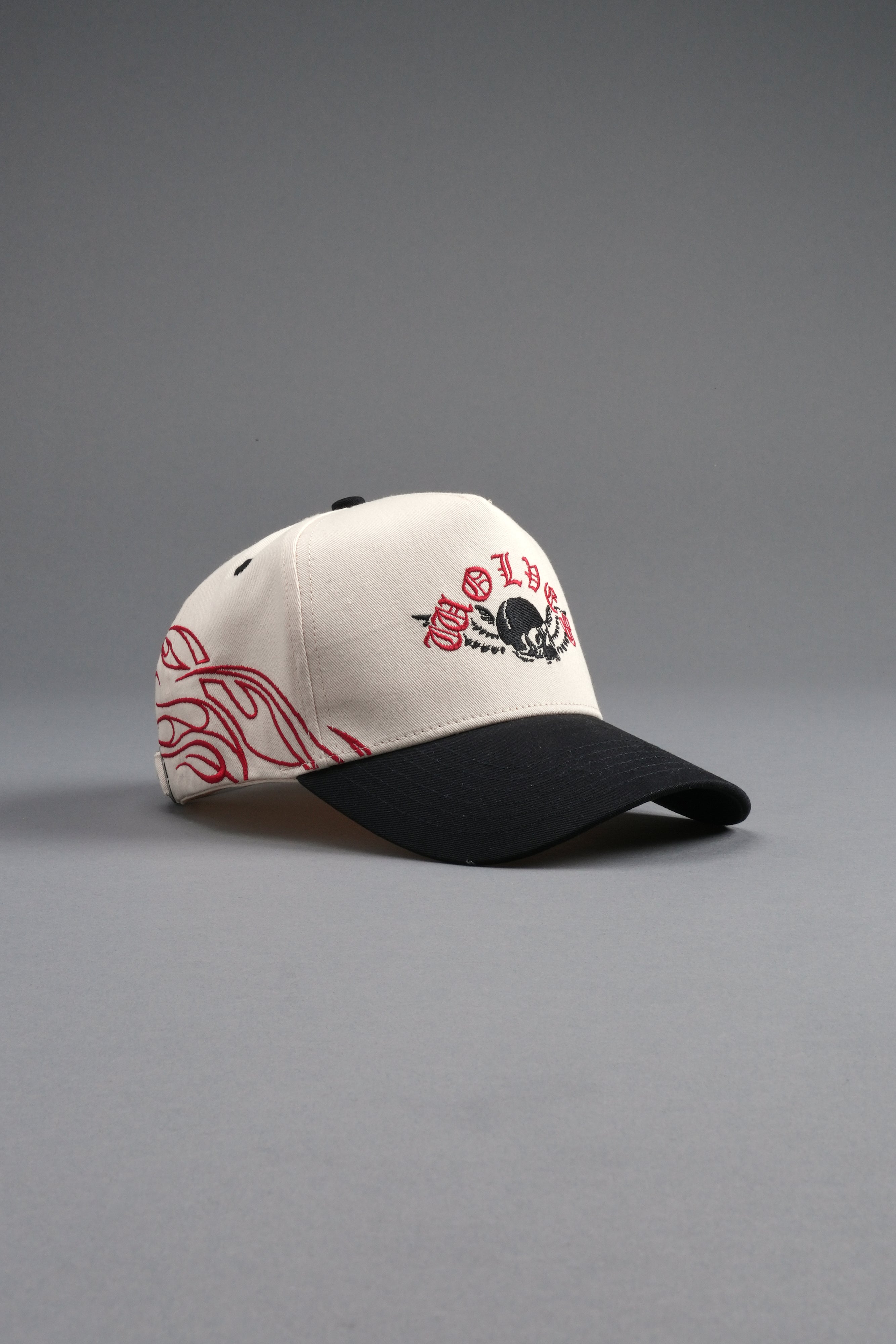 Twin Flame 5 Panel Hat in Cream/Black