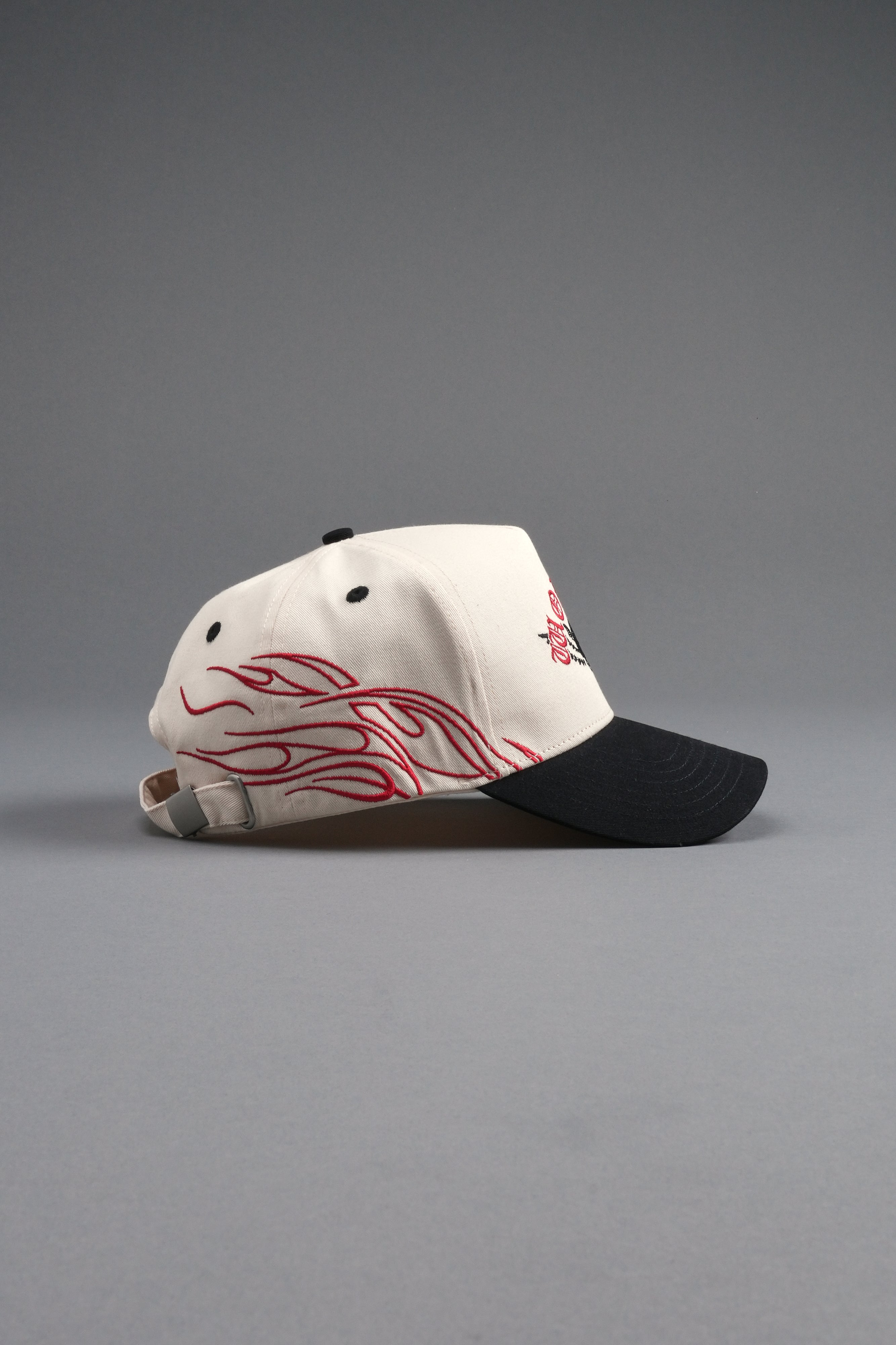 Twin Flame 5 Panel Hat in Cream/Black
