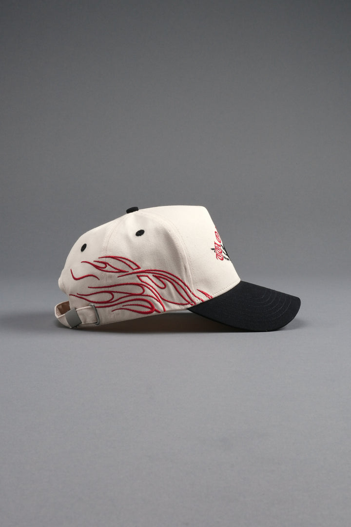Twin Flame 5 Panel Hat in Cream/Black