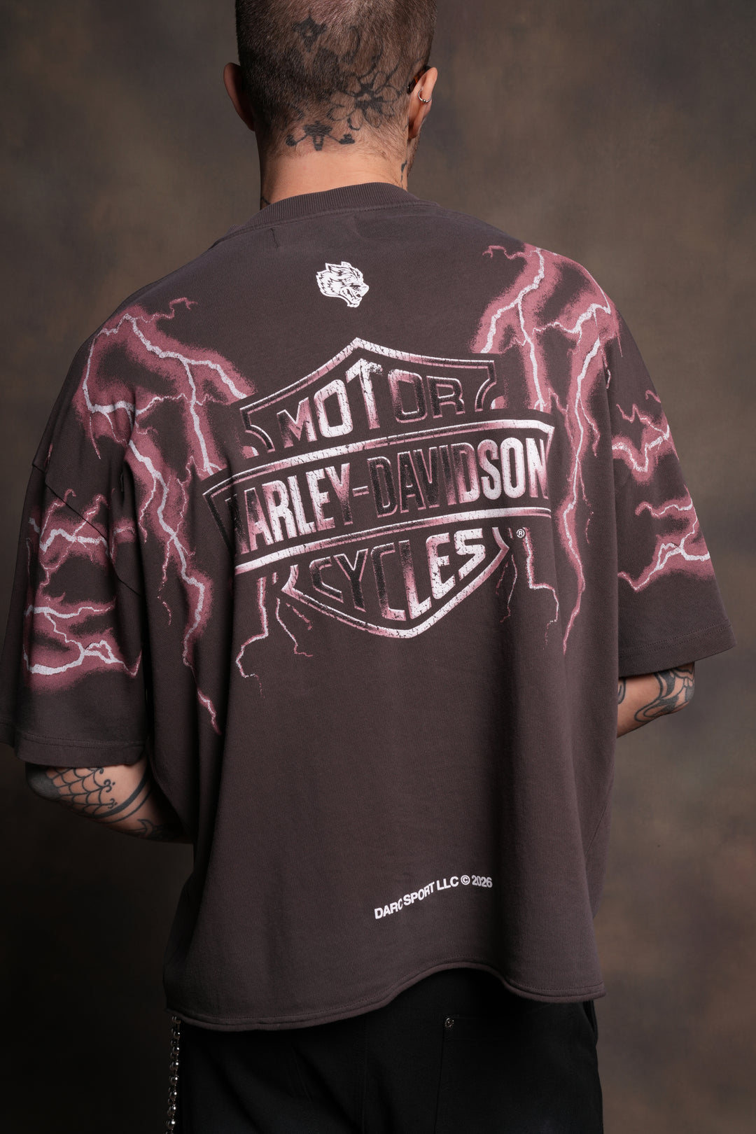 Iron Lightning Premium Unisex Raw Hem "Box Cut" Tee in Darc Brown Drift Wash