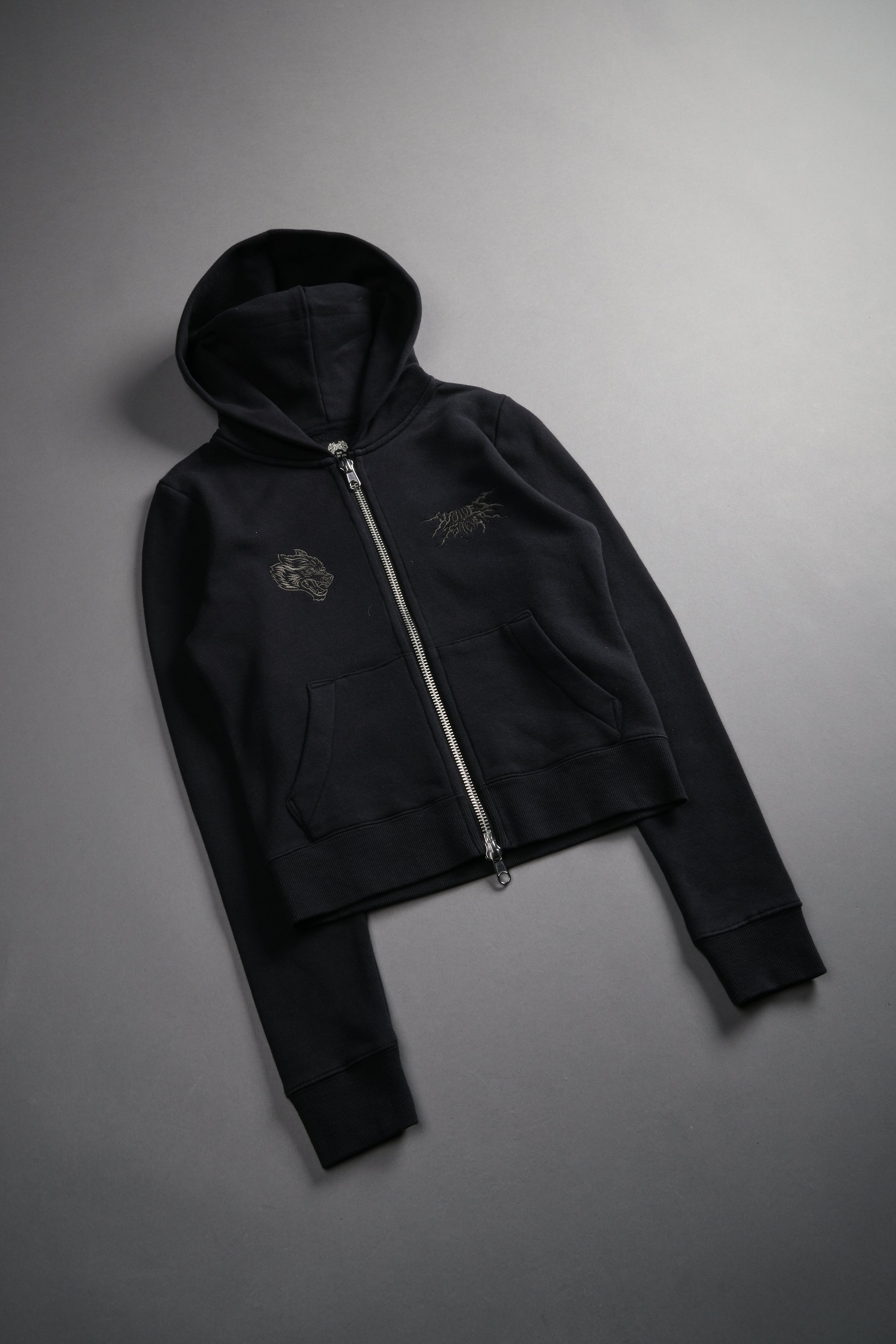 Moth Kanji "Iris" Zip Up Hoodie in Black