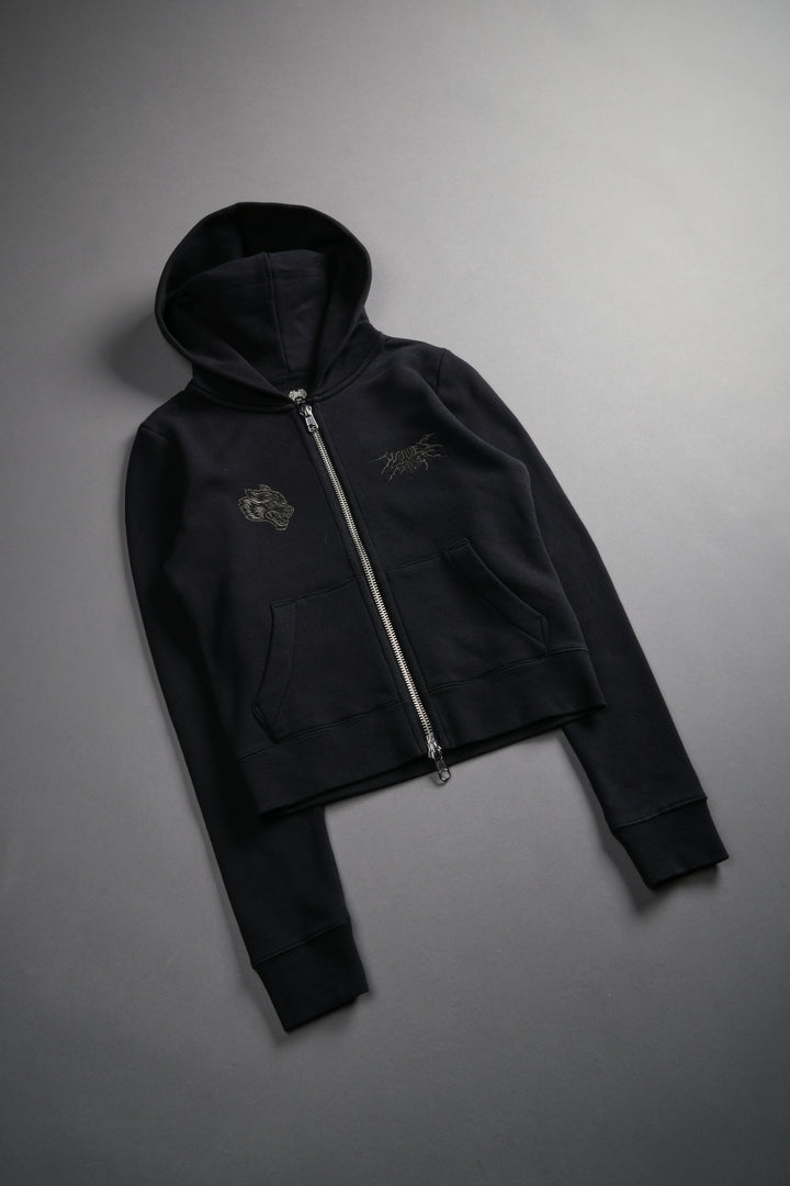 Moth Kanji "Iris" Zip Up Hoodie in Black