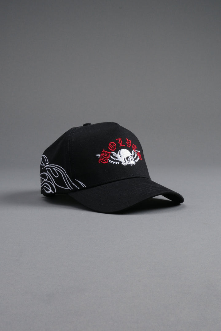 Twin Flame 5 Panel Hat in Black