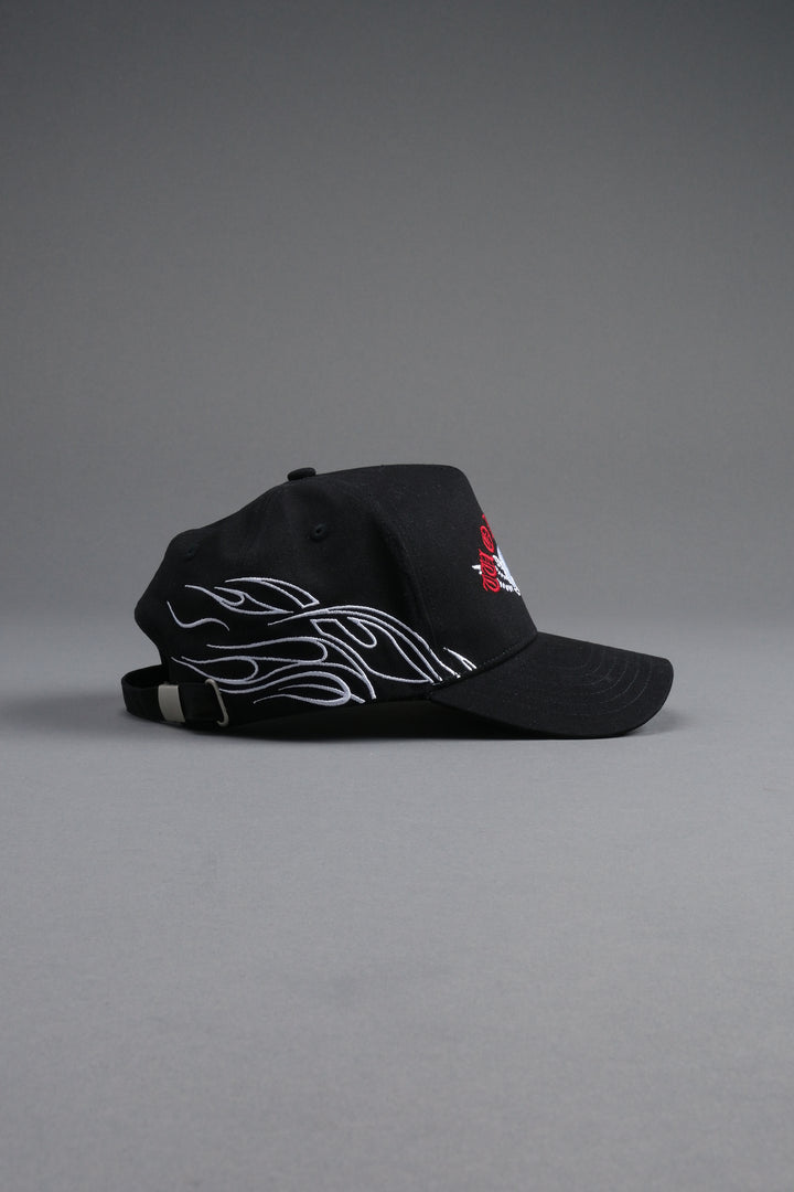 Twin Flame 5 Panel Hat in Black