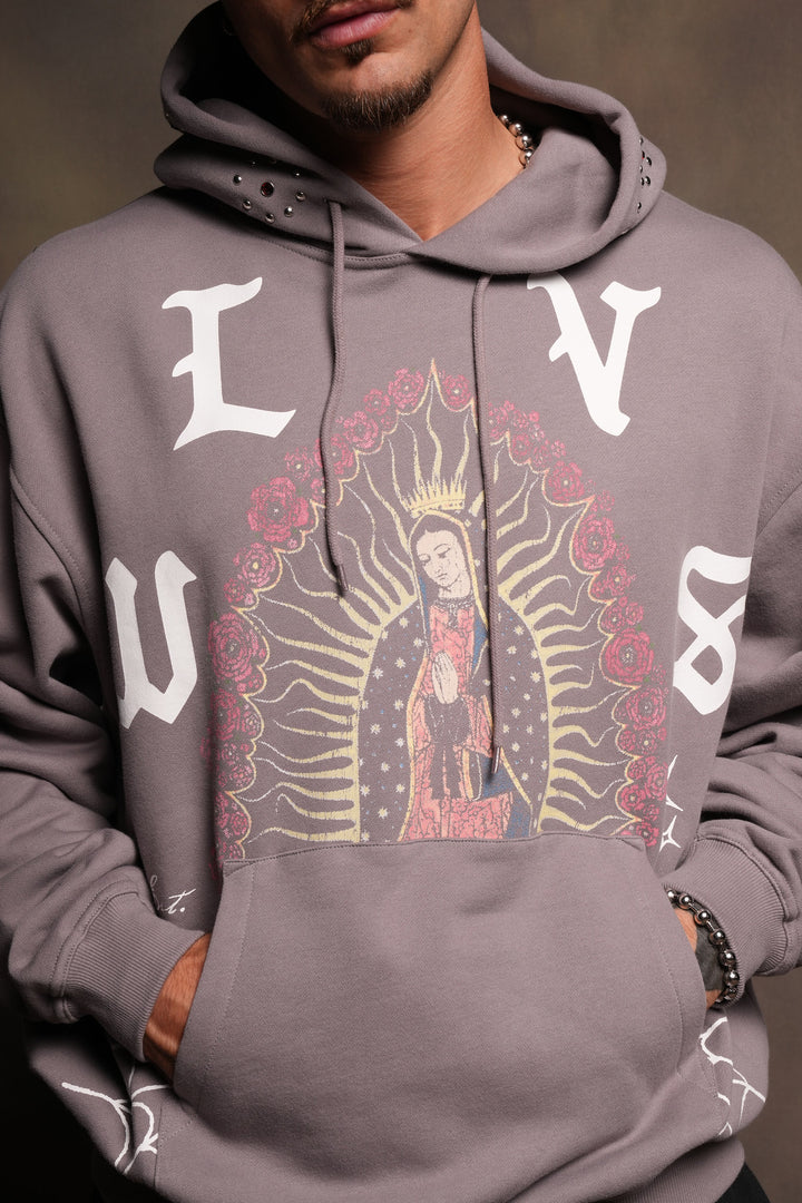 Dama De Las Rosas Bishop Hoodie In Pale Gray