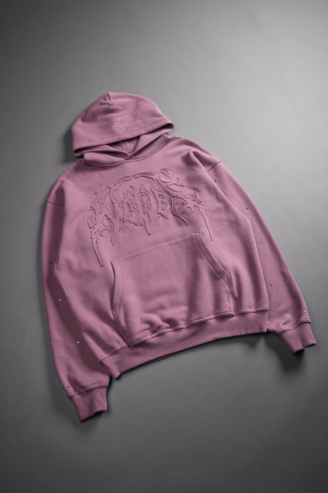 Hesh Appliqué Studded Pierce Hoodie in Pink Smoke