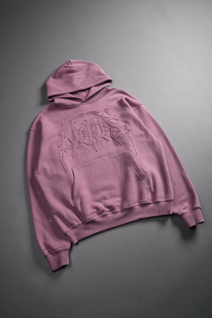 Hesh Appliqué Studded Pierce Hoodie in Pink Smoke