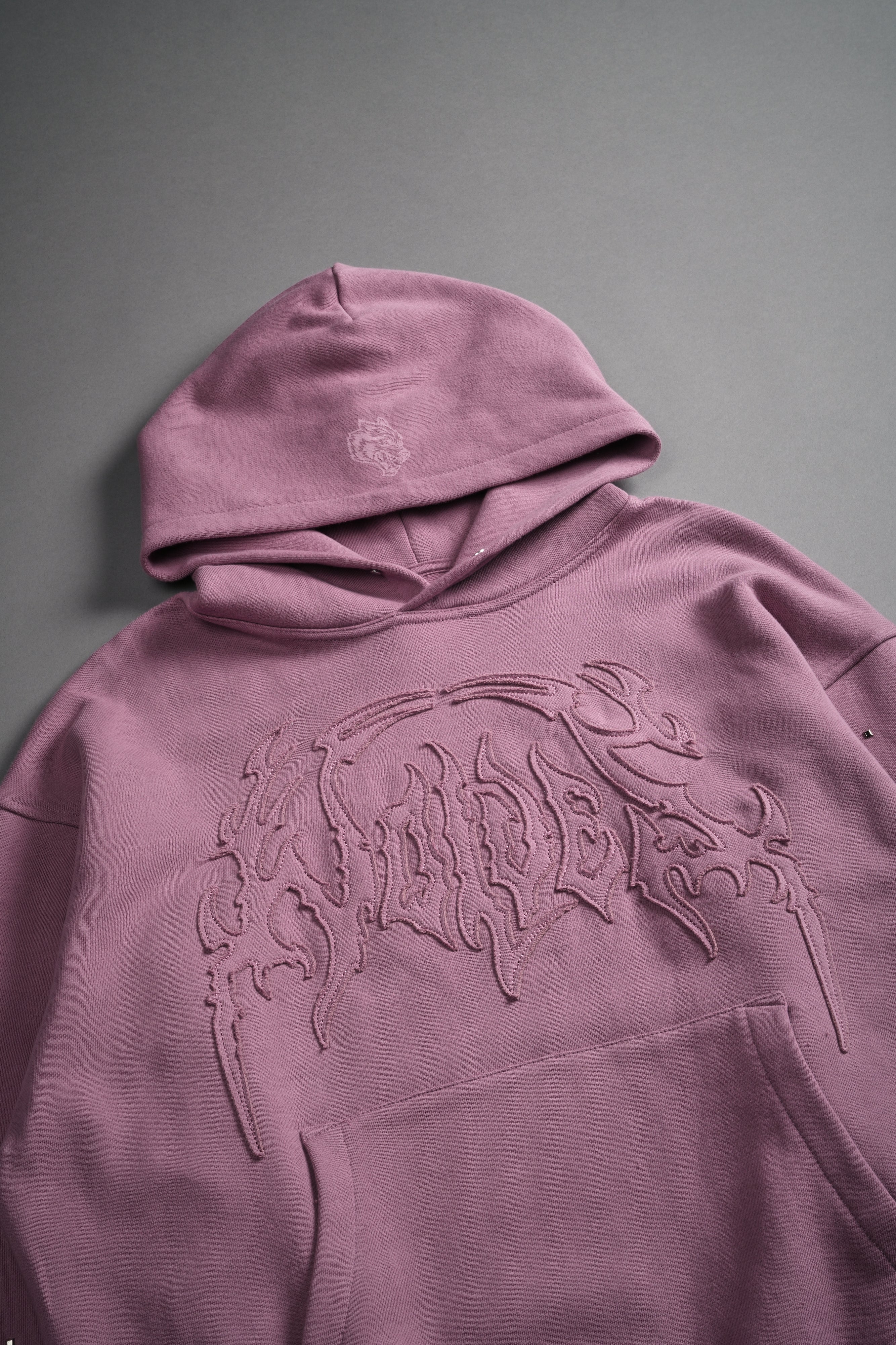 Hesh Appliqué Studded Pierce Hoodie in Pink Smoke
