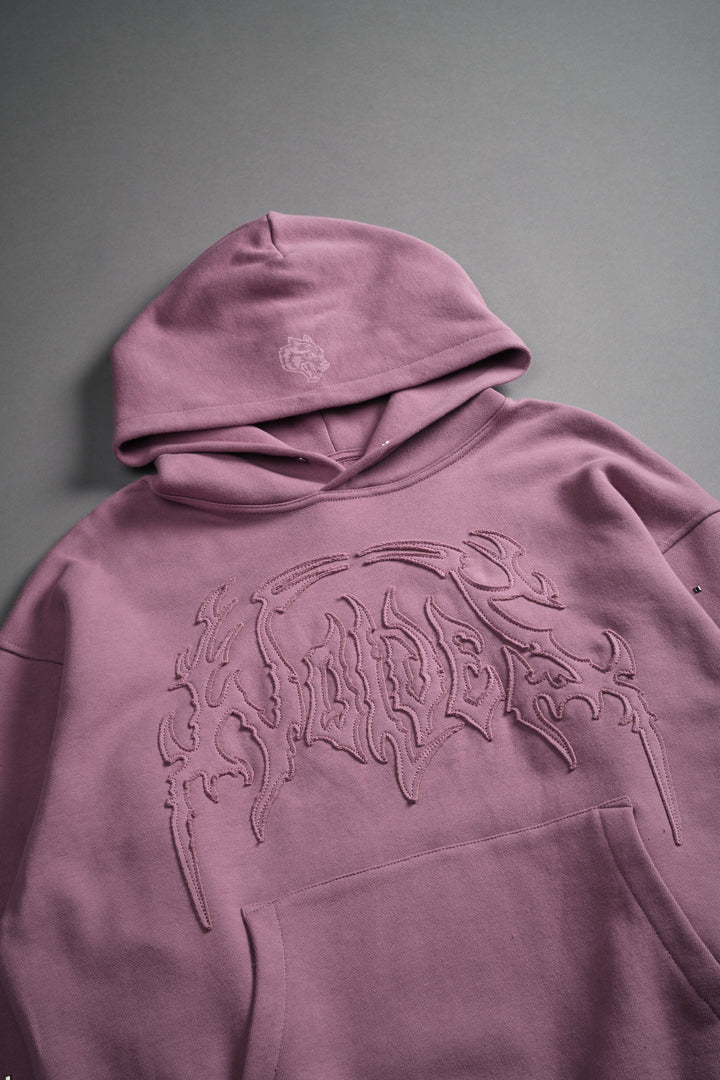 Hesh Appliqué Studded Pierce Hoodie in Pink Smoke