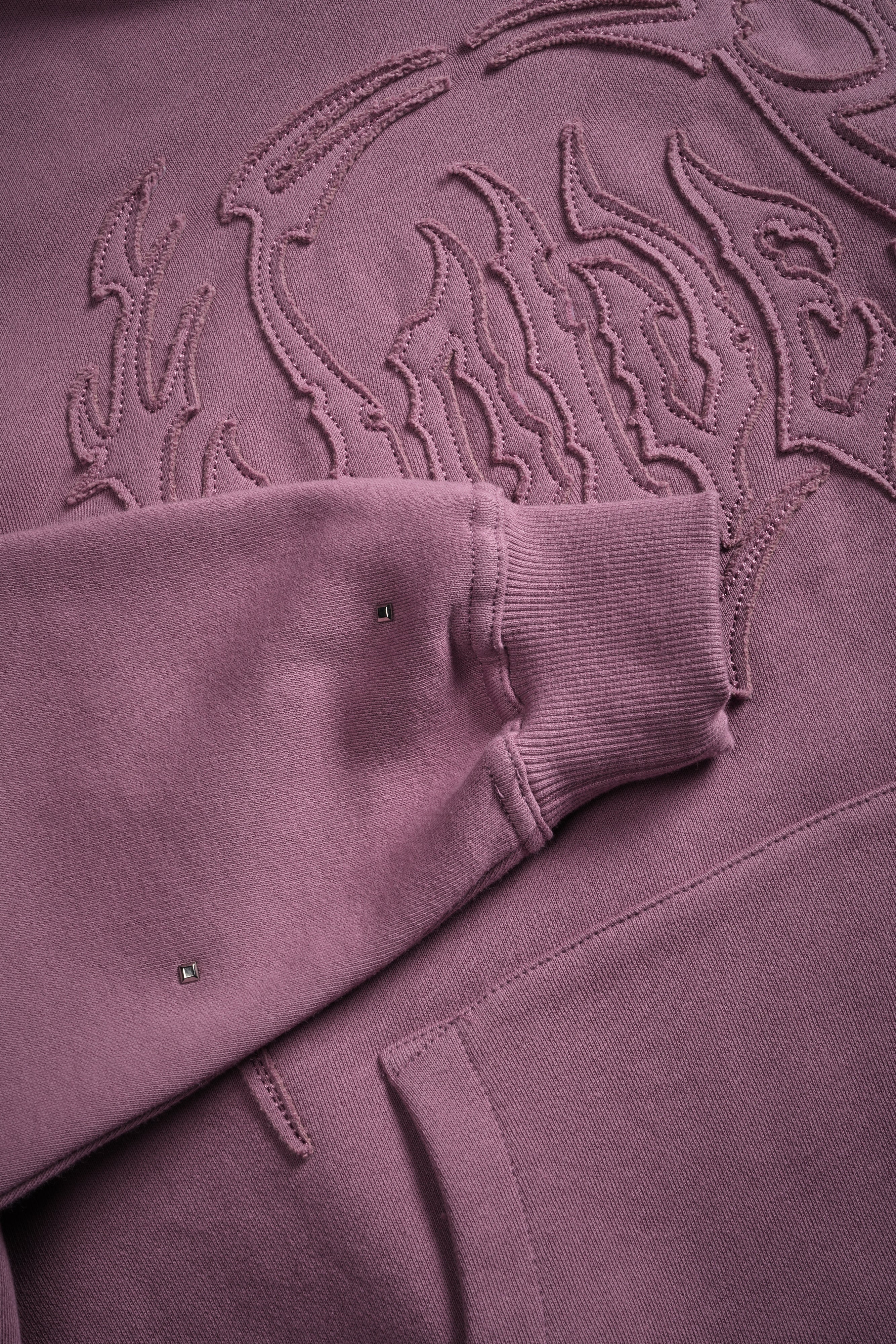 Hesh Appliqué Studded Pierce Hoodie in Pink Smoke