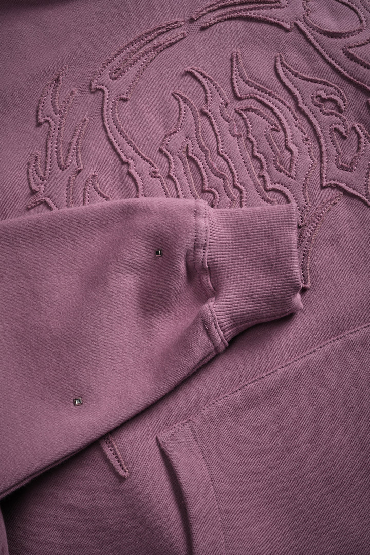Hesh Appliqué Studded Pierce Hoodie in Pink Smoke