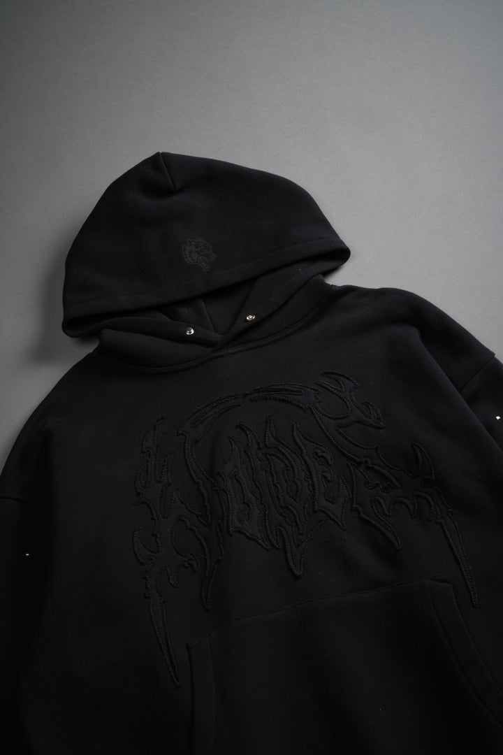 Hesh Appliqué Studded Pierce Hoodie in Black