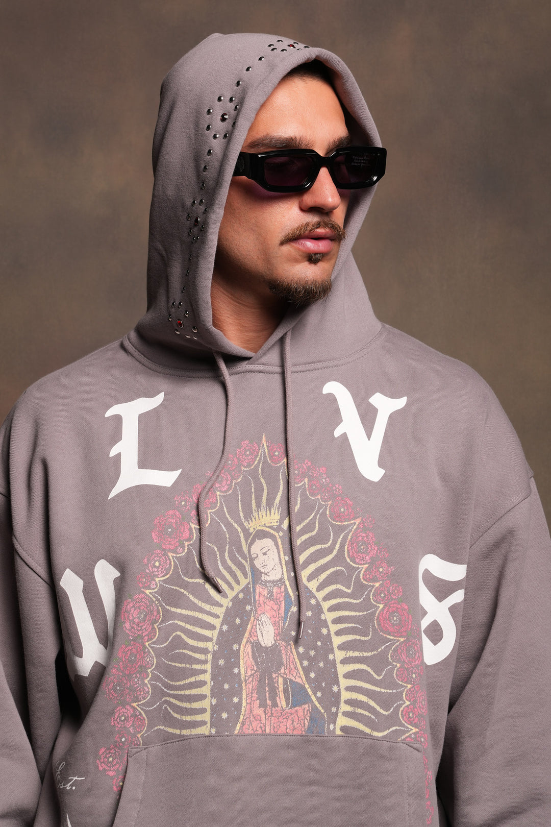 Dama De Las Rosas Bishop Hoodie In Pale Gray