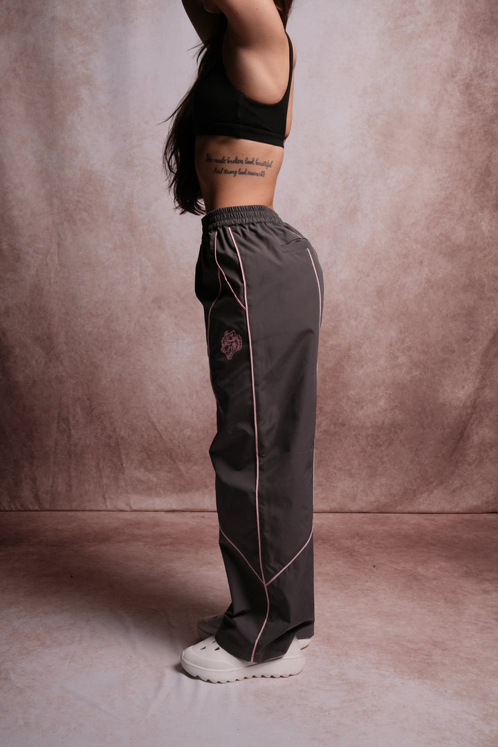 Dual Wolf Quinn Track Pants in Wolf Gray/Cherry Blossom