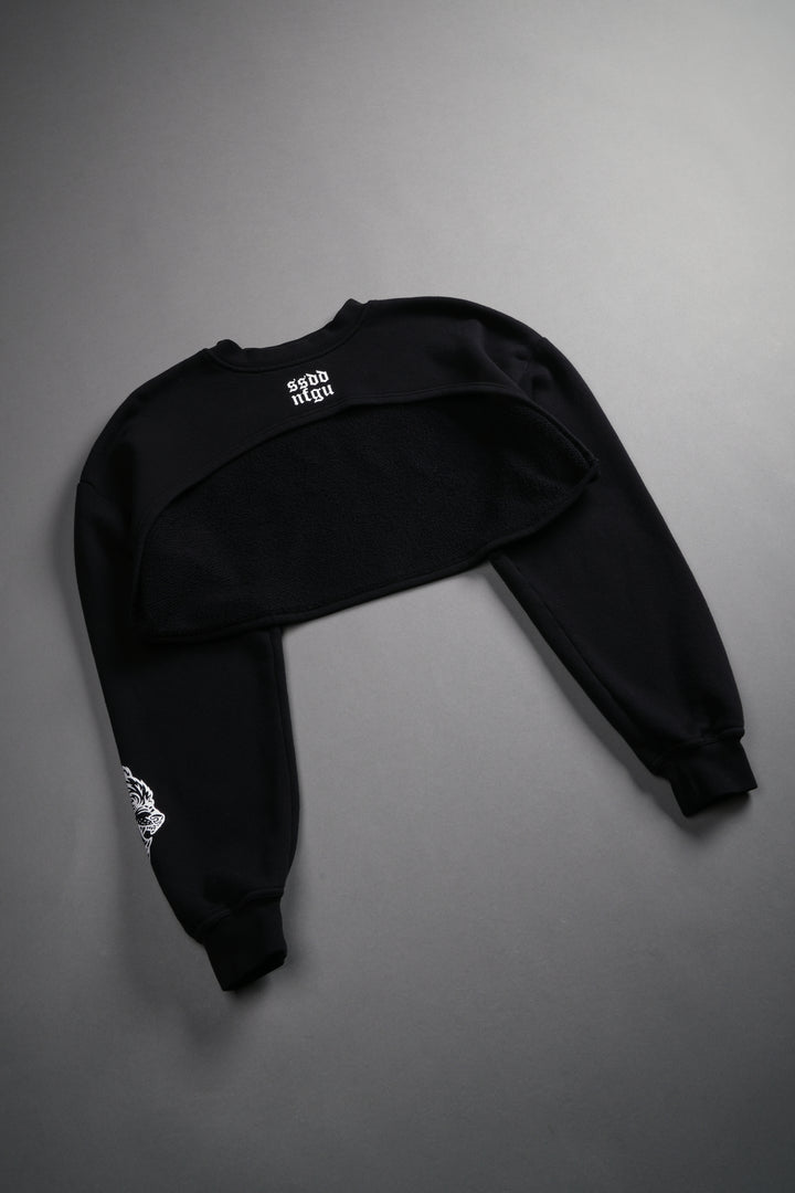 Wolves Mantra "Willow" Cropped Crewneck in Black