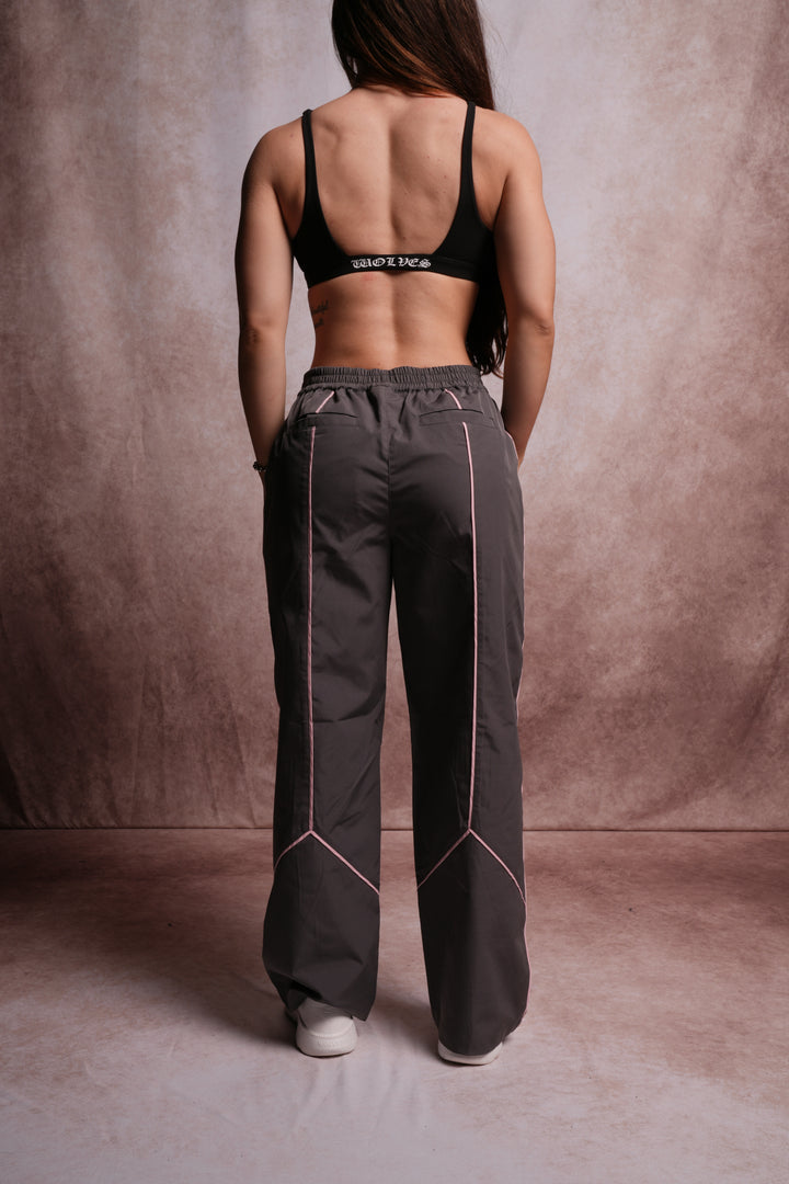 Dual Wolf Quinn Track Pants in Wolf Gray/Cherry Blossom