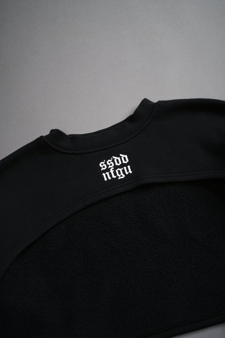 Wolves Mantra "Willow" Cropped Crewneck in Black