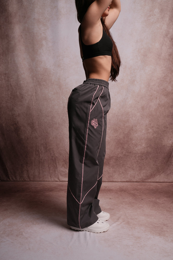 Dual Wolf Quinn Track Pants in Wolf Gray/Cherry Blossom