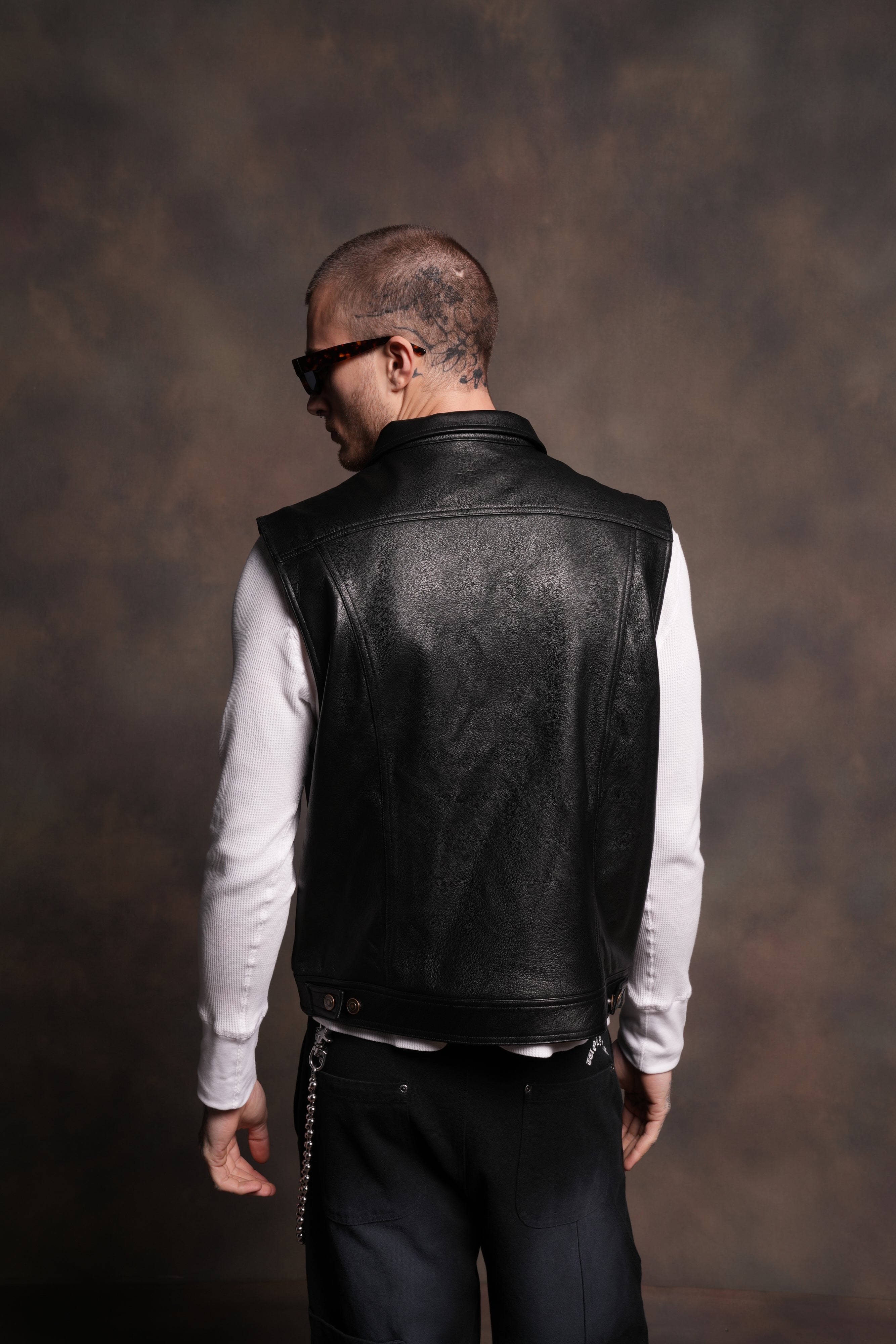 Harley-Davidson Wolves Rowan Genuine Leather Vest in Black