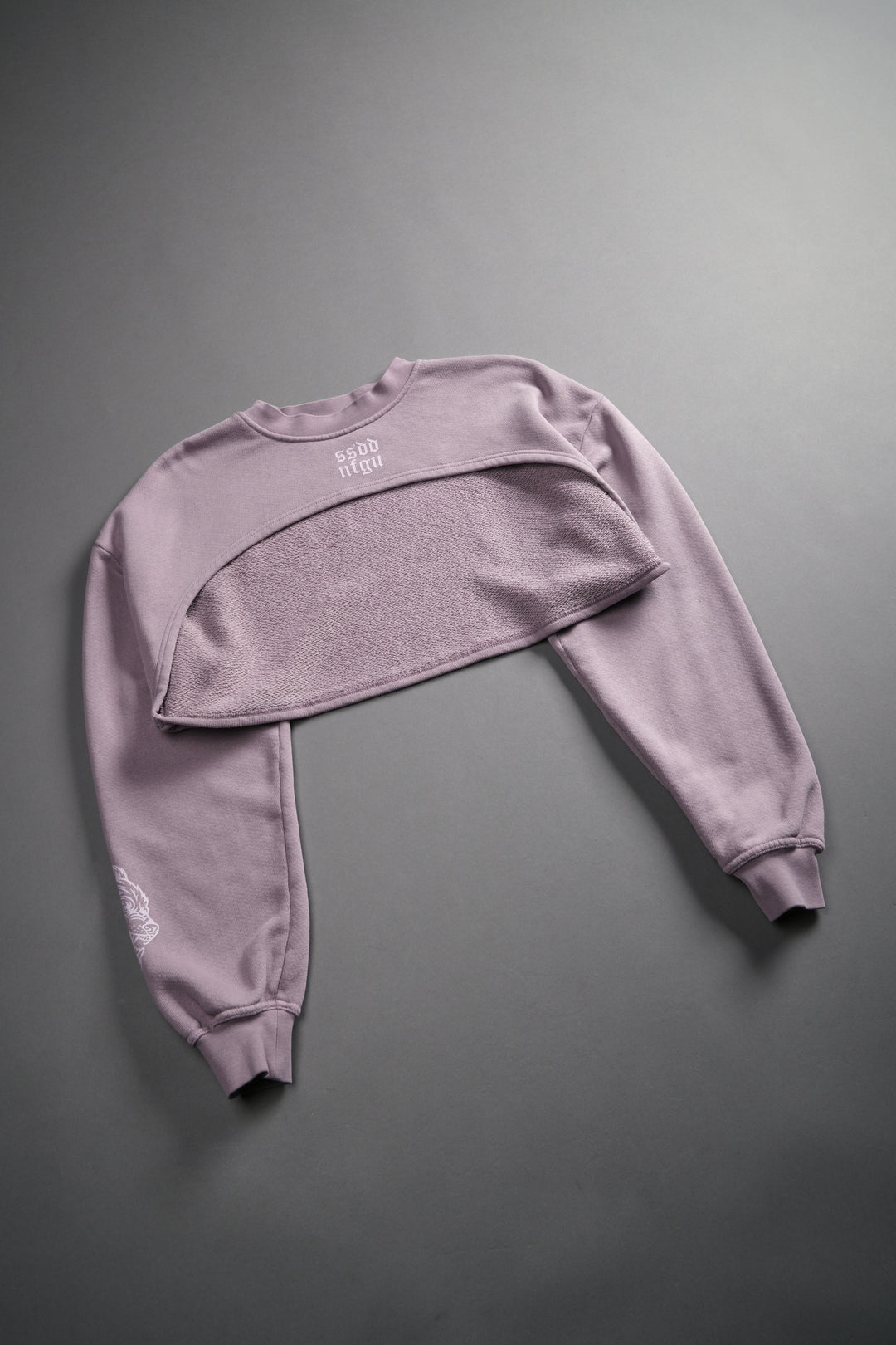 Wolves Mantra "Willow" Cropped Crewneck in Purple Smoke