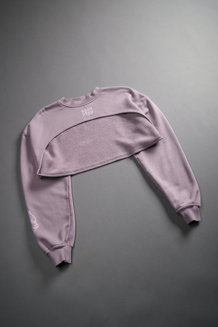 Wolves Mantra "Willow" Cropped Crewneck in Purple Smoke