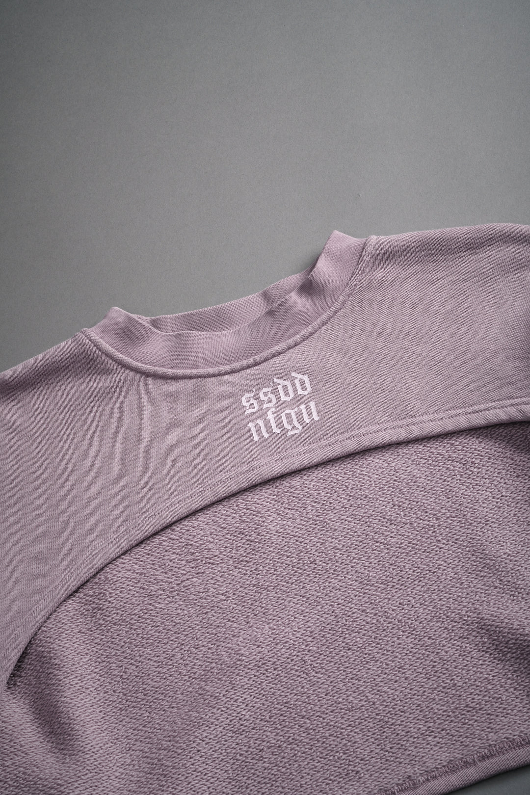 Wolves Mantra "Willow" Cropped Crewneck in Purple Smoke