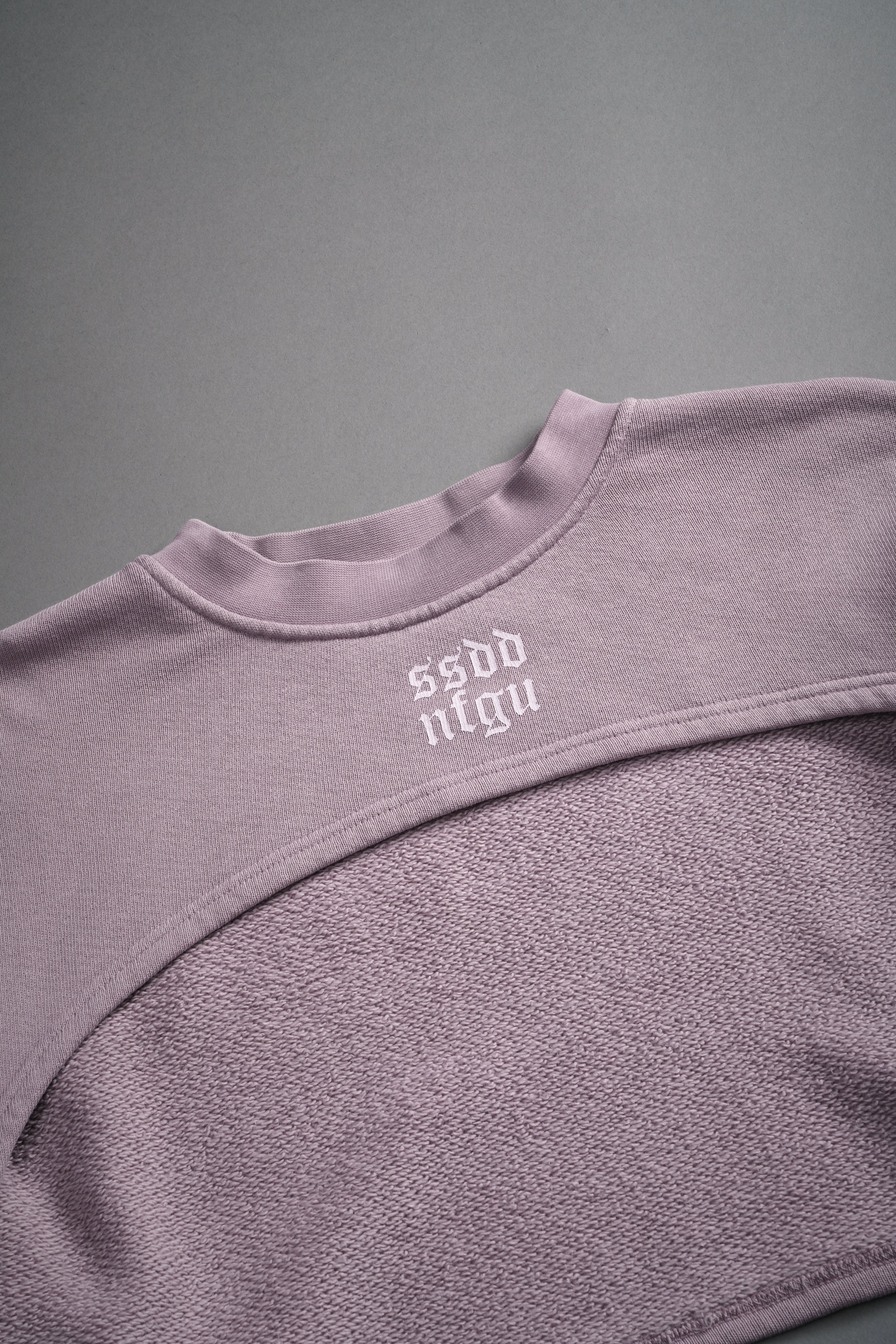 Wolves Mantra "Willow" Cropped Crewneck in Purple Smoke