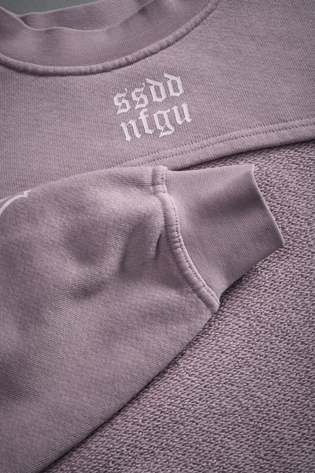 Wolves Mantra "Willow" Cropped Crewneck in Purple Smoke