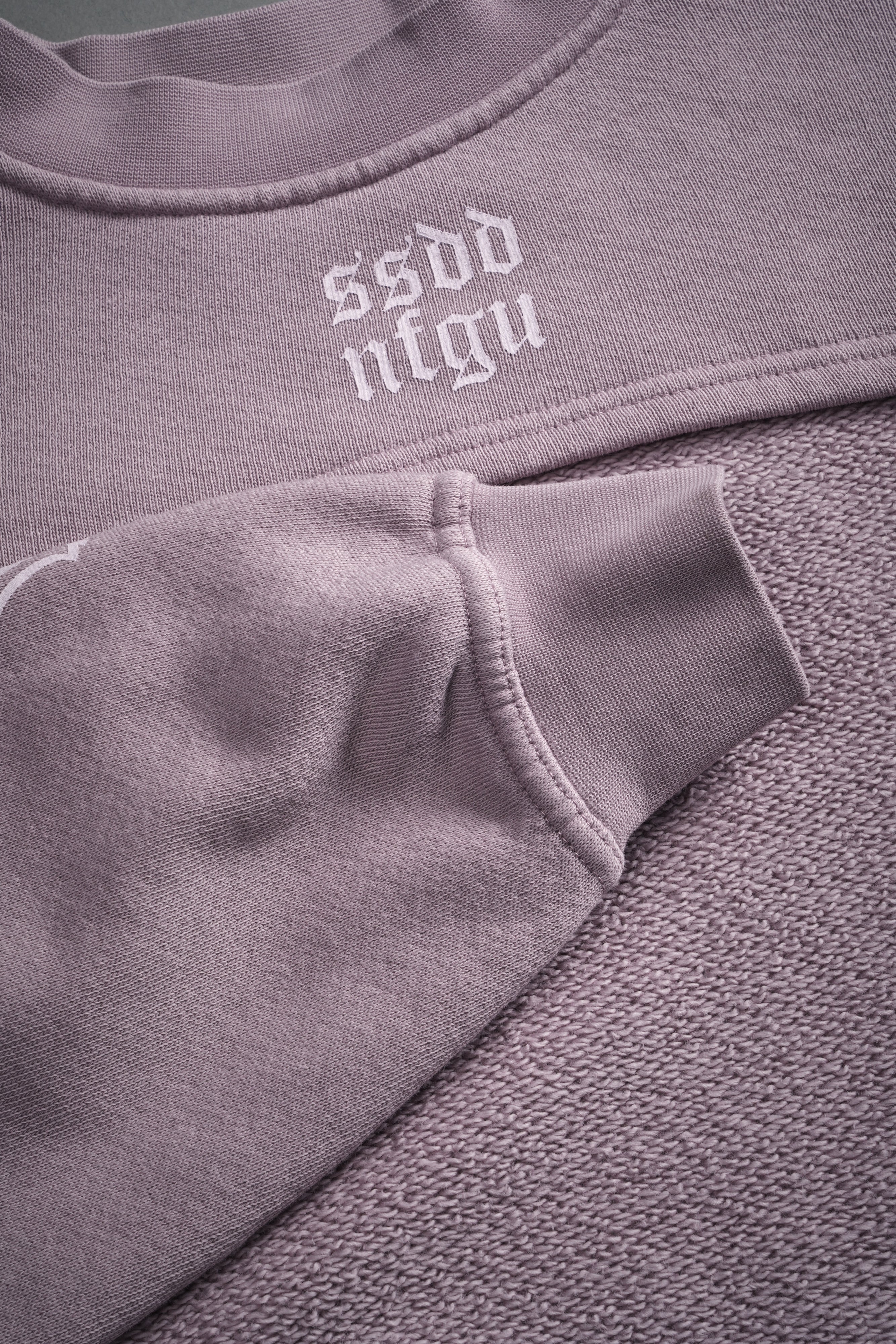 Wolves Mantra "Willow" Cropped Crewneck in Purple Smoke
