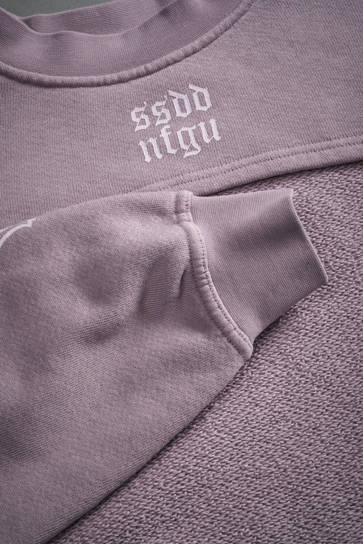 Wolves Mantra "Willow" Cropped Crewneck in Purple Smoke