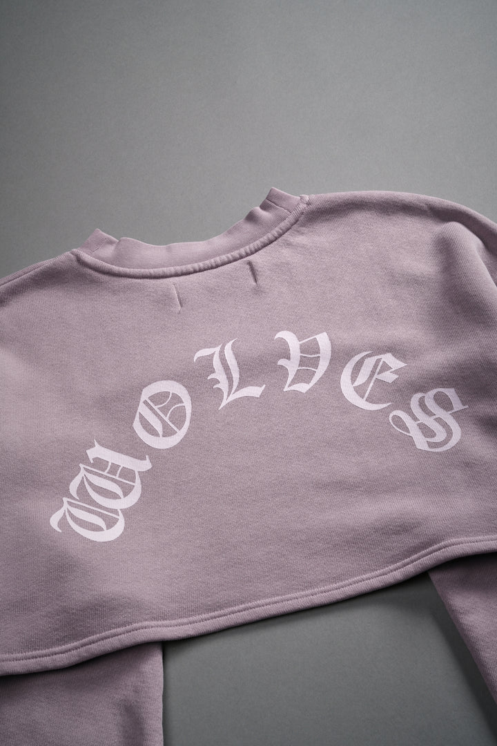 Wolves Mantra "Willow" Cropped Crewneck in Purple Smoke