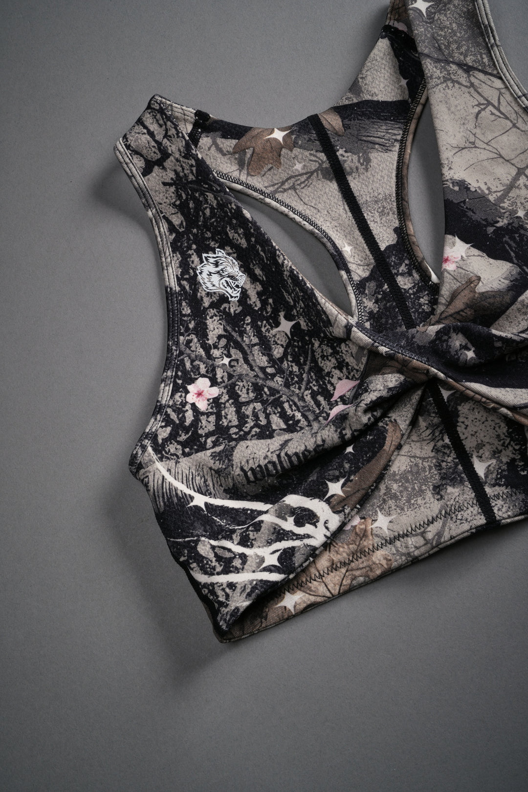 Warrior's Fire "Everson" Seamless Twist Bra in Starry Blossom Woodland Camo