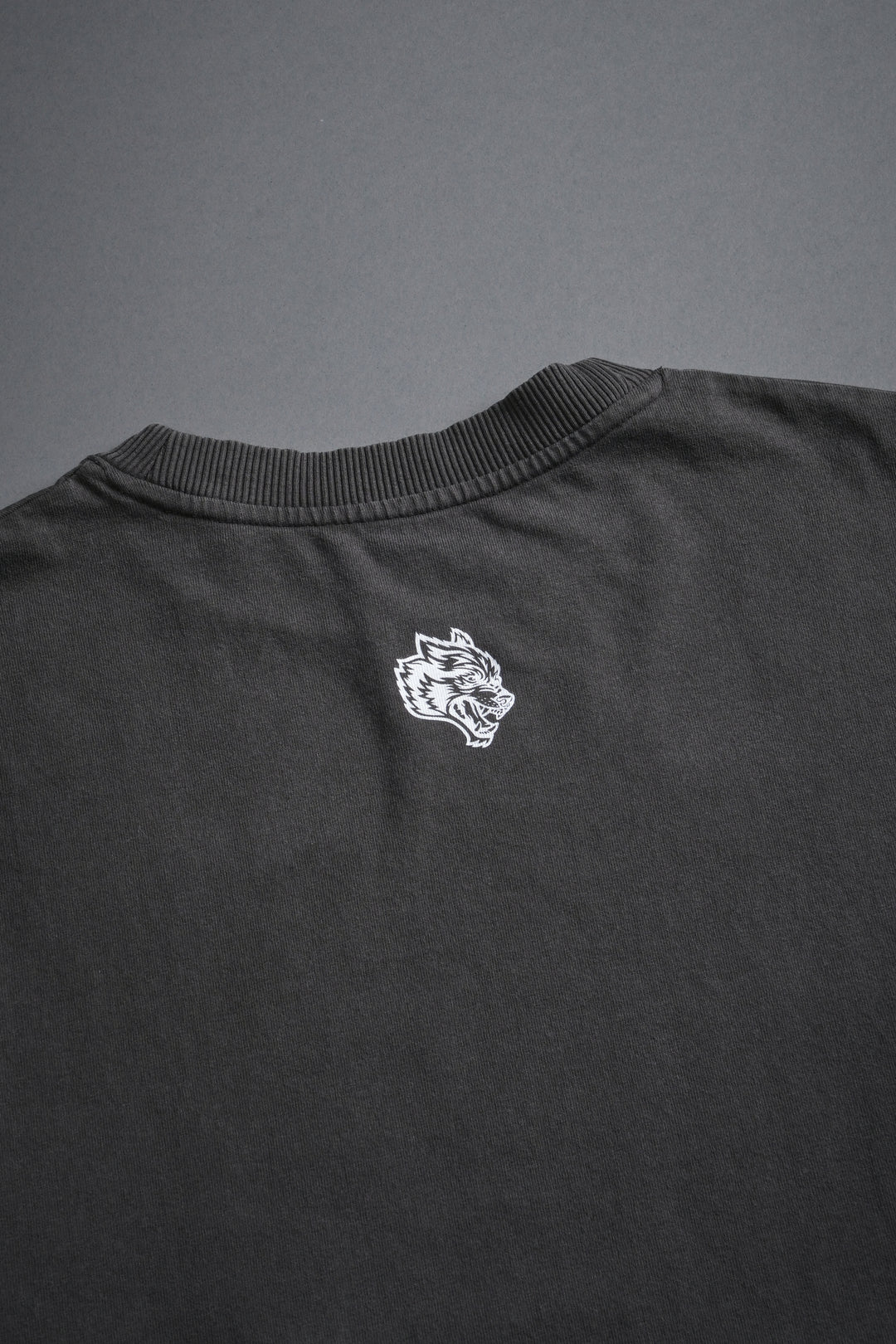 Awakened Power Grunge Mid Length Raw Hem Tee in Wolf Gray