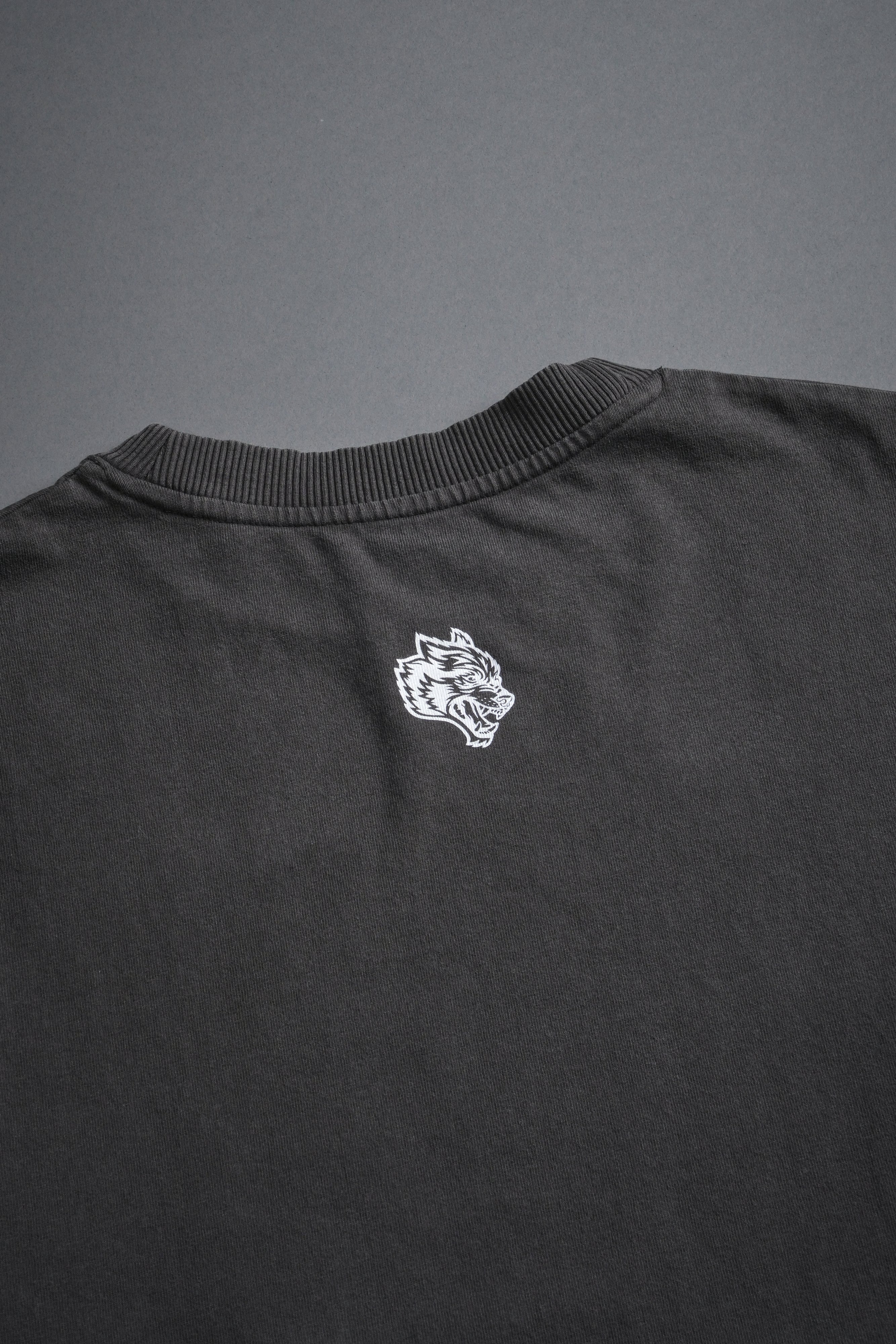Awakened Power Grunge Mid Length Raw Hem Tee in Wolf Gray