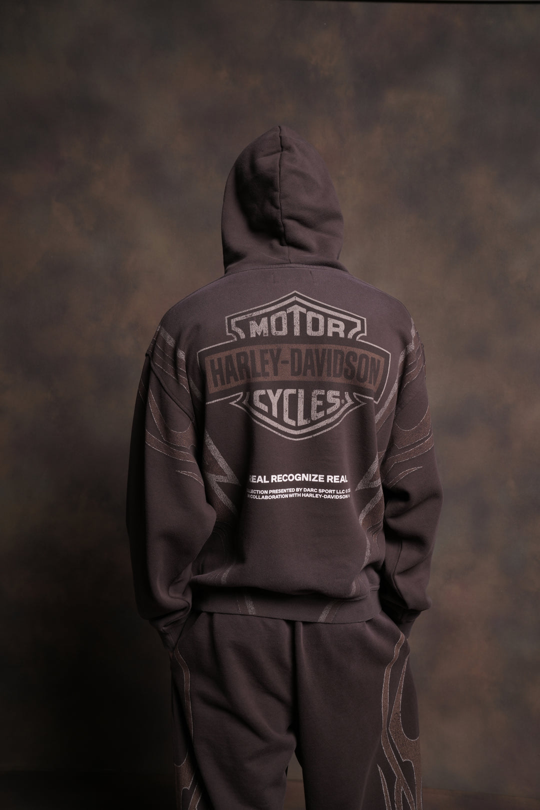 Real Recognize Real Unisex "Pierce" Hoodie in Darc Brown Drift Wash