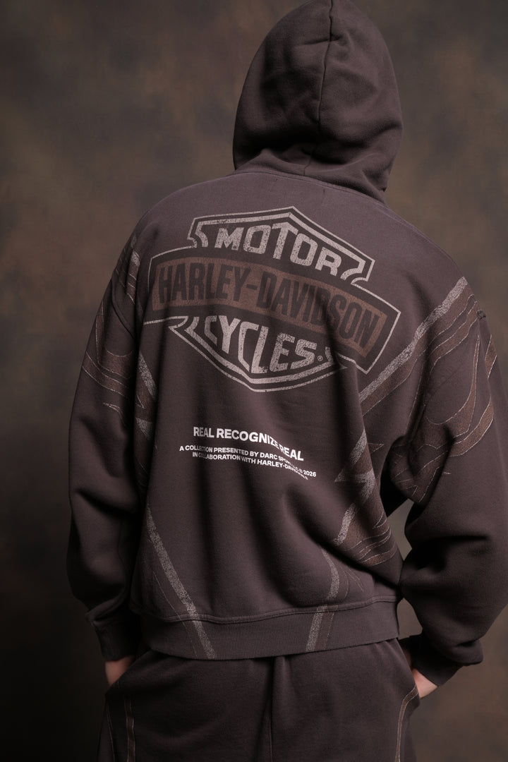 Real Recognize Real Unisex "Pierce" Hoodie in Darc Brown Drift Wash