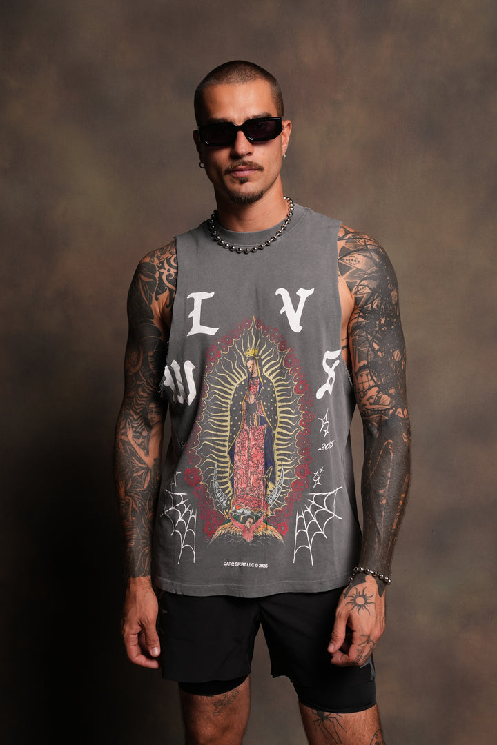 Dama De Las Rosas V2 Tommy Muscle Tee In Slate Gray