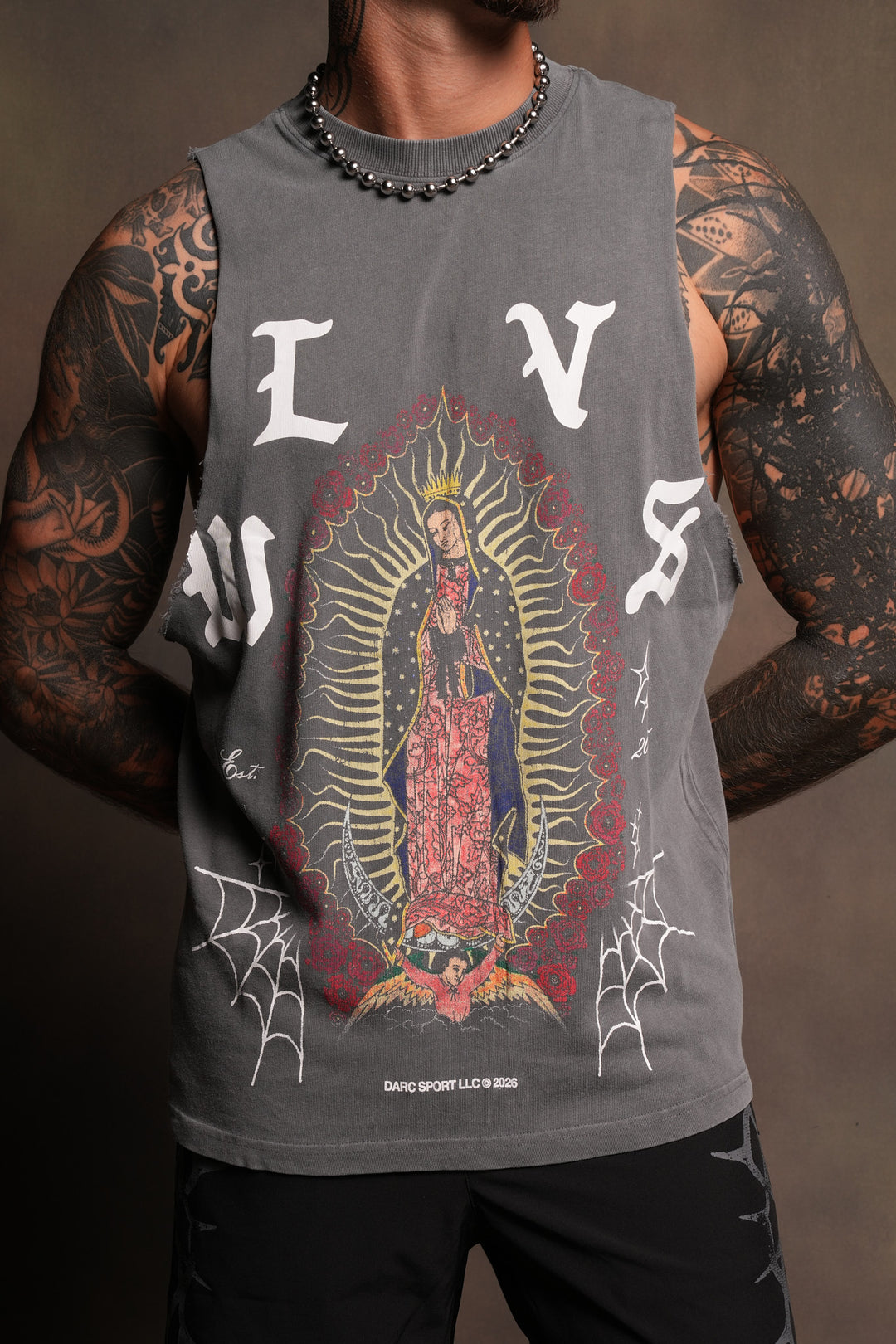 Dama De Las Rosas V2 Tommy Muscle Tee In Slate Gray