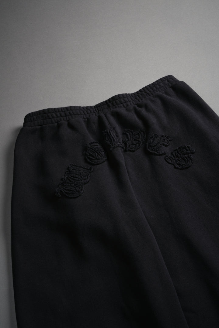 Chopper Appliqué "Yara" Pleated Sweat Pants V2 in Black