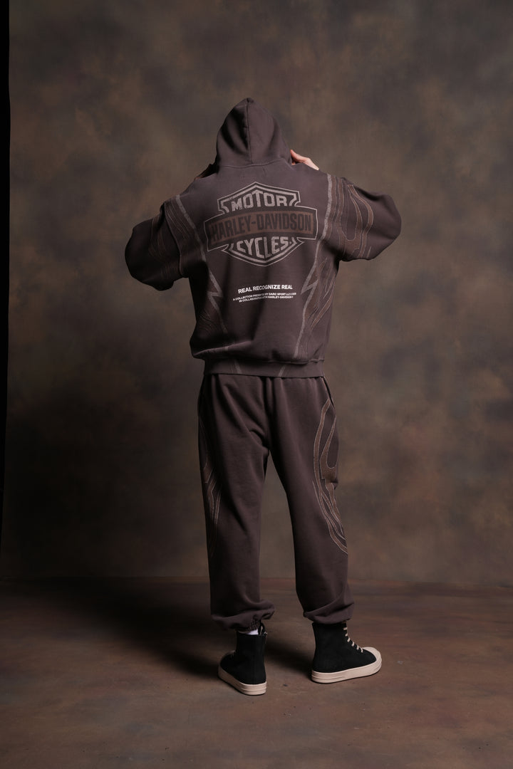 Real Recognize Real Unisex Lounger Sweat Pants in Darc Brown Drift Wash