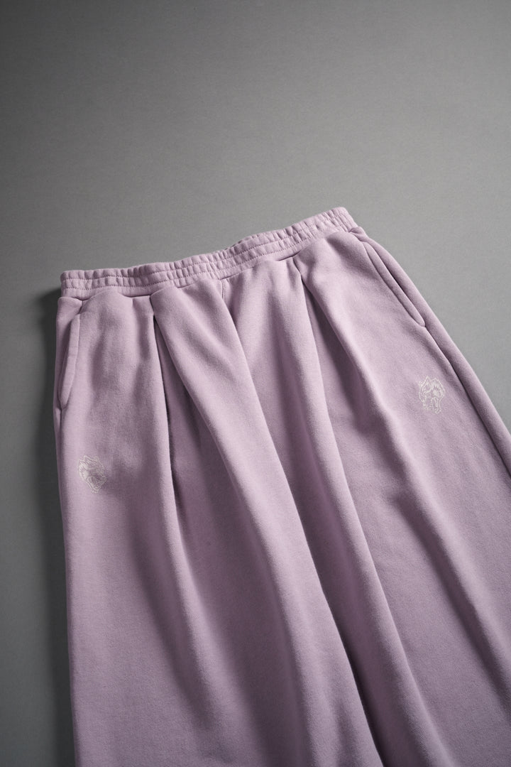 Chopper Appliqué "Yara" Pleated Sweat Pants V2 in Purple Smoke