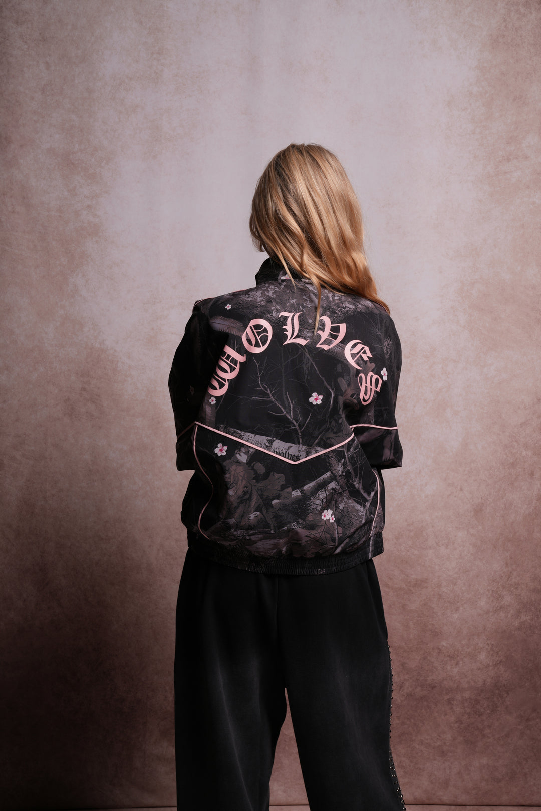 Darc Sport Wolves Quinn Track Jacket in Darc Blossom Woodland Camo/Cherry Blossom