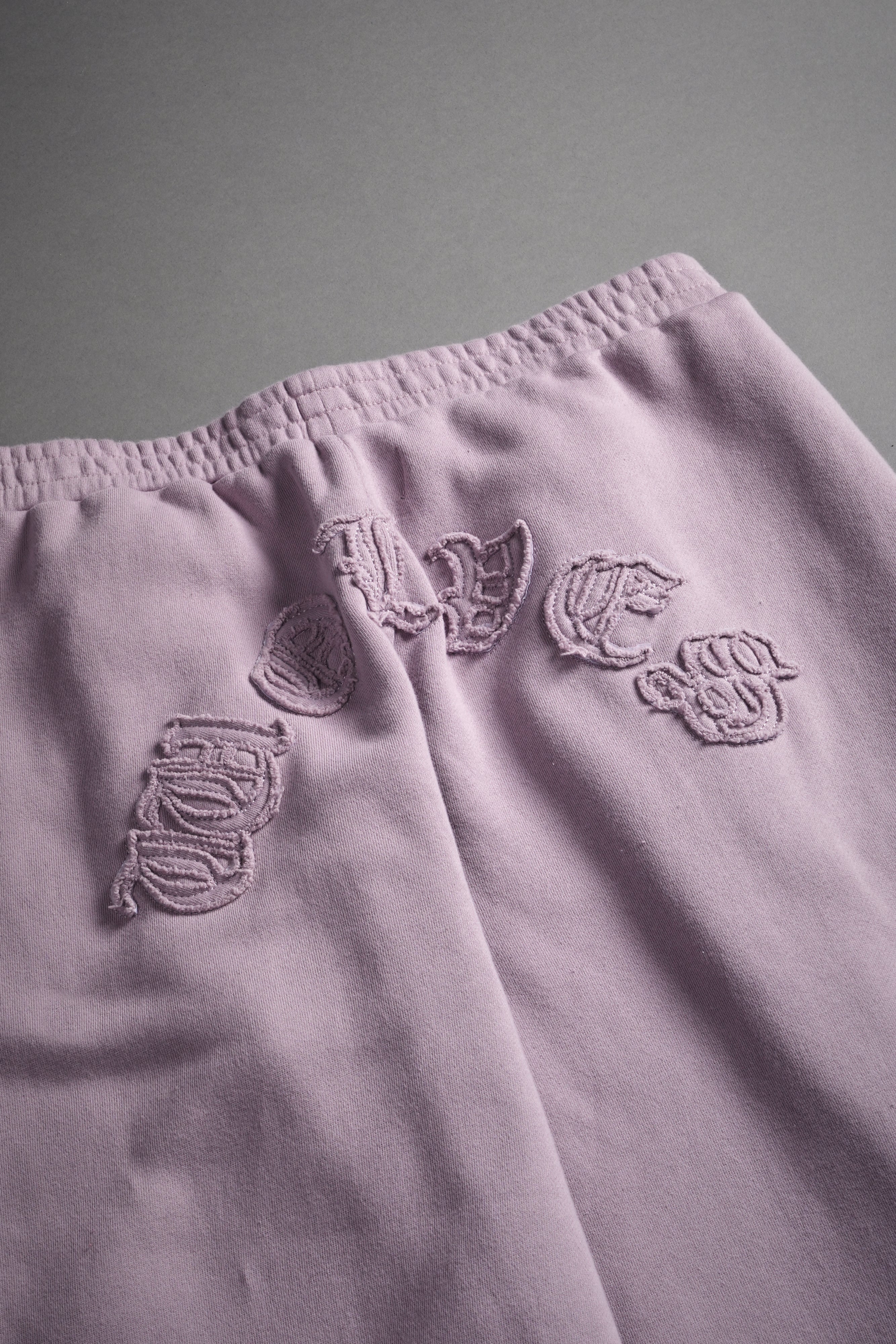 Chopper Appliqué "Yara" Pleated Sweat Pants V2 in Purple Smoke