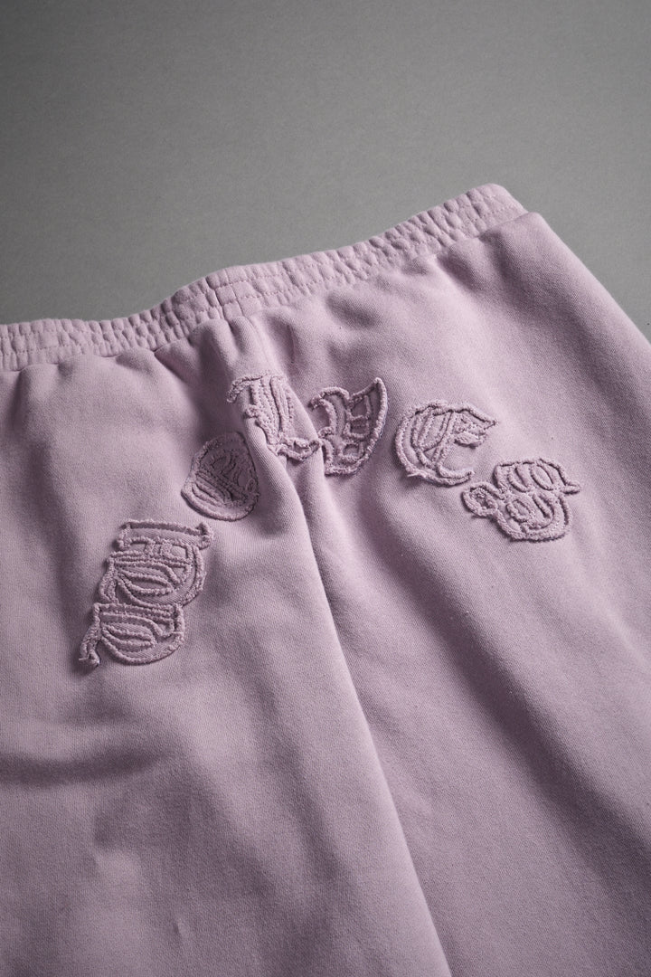 Chopper Appliqué "Yara" Pleated Sweat Pants V2 in Purple Smoke