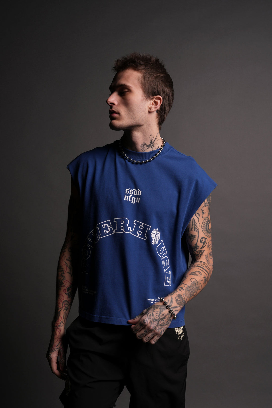 Powerhouse Wolves Premium "Box Cut" Muscle Tee in Darc Cobalt